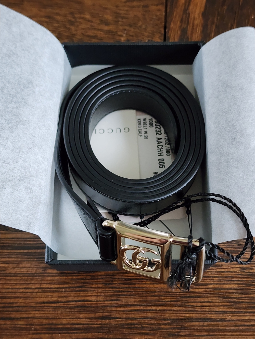 Brand New Gucci GG Fashion Slim Belt Black Leather 90"